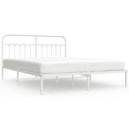 Berkfield Metal Bed Frame With Headboard White 183X213 Cm - thumbnail 2
