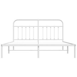 Berkfield Metal Bed Frame With Headboard White 183X213 Cm - thumbnail 6