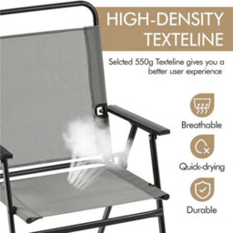 Yaheetech Grey Set Of 4 Outdoor Texteline Foldable Dining Chairs With Armrests - thumbnail 5