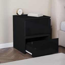 Black Modern Gloss Bedside Chest Of Drawers Storage - thumbnail 3
