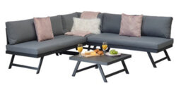 Signature Weave Kimmie Aluminium Corner Sofa Adjustable Sun Lounger Grey - thumbnail 1