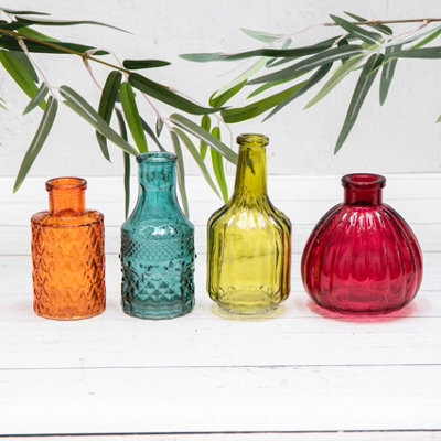 Annibells 4 Vintage Style Glass Bottles / Bud Vases (11060) - image 1