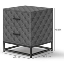 Wyld Haus Nonare Set Of 2 Grey Retro Bedside Tables With 2 Drawers And Steel Legs - 40W X 39.5D X 48H Cm - thumbnail 4