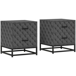 Wyld Haus Nonare Set Of 2 Grey Retro Bedside Tables With 2 Drawers And Steel Legs - 40W X 39.5D X 48H Cm - thumbnail 2
