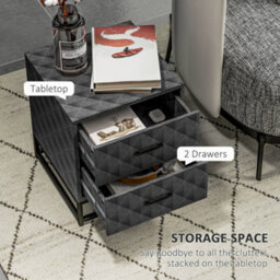 Wyld Haus Nonare Set Of 2 Grey Retro Bedside Tables With 2 Drawers And Steel Legs - 40W X 39.5D X 48H Cm - thumbnail 6
