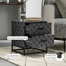 Wyld Haus Nonare Set Of 2 Grey Retro Bedside Tables With 2 Drawers And Steel Legs - 40W X 39.5D X 48H Cm - thumbnail 7