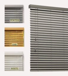 Lister Cartwright 50mm Woodgrain Fauxwood Venetian Blinds Windows Easy Fit Child Safety (Pewter, 90 Cm Width X 120 Cm Drop)