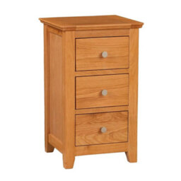 Small Bedside Table, Narrow Side/lamp Table, 3-Drawer Solid Wooden Nightstand - thumbnail 1