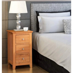 Small Bedside Table, Narrow Side/lamp Table, 3-Drawer Solid Wooden Nightstand - thumbnail 5