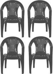 Simpa Solana Anthracite Plastic Garden Chairs - Set Of 4 - thumbnail 1