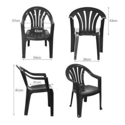 Simpa Solana Anthracite Plastic Garden Chairs - Set Of 4 - thumbnail 6