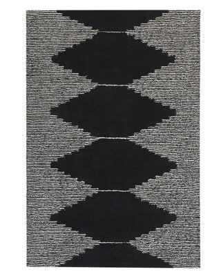 Beliani Cotton Area Rug 140 X 200 Cm Black And White Geometric Scandinavian Design With Protective Underlay - image 1