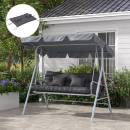 Outsunny Outdoor Back And Seat Cushion With Pillows, No Swing, Charcoal Grey