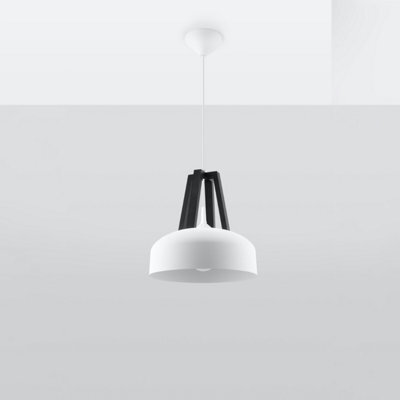 Sollux Lighting Casco Steel & Wood White 1 Light Classic Pendant Ceiling Light - image 1