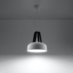 Sollux Lighting Casco Steel & Wood White 1 Light Classic Pendant Ceiling Light - thumbnail 2