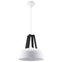 Sollux Lighting Casco Steel & Wood White 1 Light Classic Pendant Ceiling Light - thumbnail 3