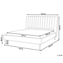 Beliani Bed Velvet Marville 140 X 200 Cm (Eu Double) Grey - thumbnail 3