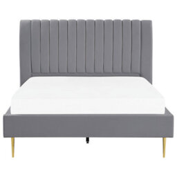 Beliani Bed Velvet Marville 140 X 200 Cm (Eu Double) Grey - thumbnail 5