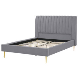 Beliani Bed Velvet Marville 140 X 200 Cm (Eu Double) Grey - thumbnail 4