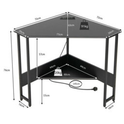 Corner Desk 90-Degree Triangle Computer Desk Laptop Desk W/power Outlet - thumbnail 2