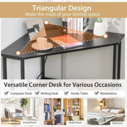 Corner Desk 90-Degree Triangle Computer Desk Laptop Desk W/power Outlet - thumbnail 4