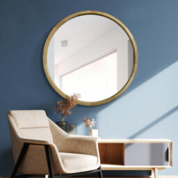 "MirrorOutlet The Naturalis - Solid Oak Round Deep Dish Framed Mirror 39"" X 39"" (100Cm X 100Cm)"