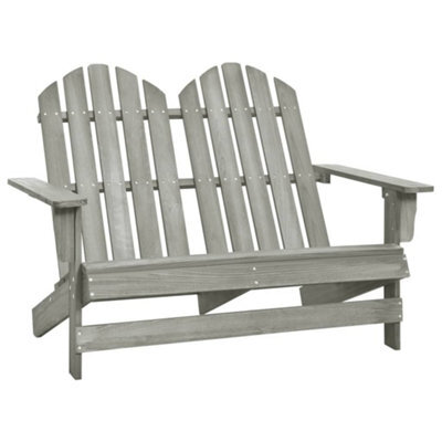 Berkfield 2-Seater Garden Adirondack Chair Solid Fir Wood Grey - image 1