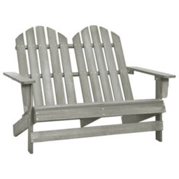 Berkfield 2-Seater Garden Adirondack Chair Solid Fir Wood Grey - thumbnail 1
