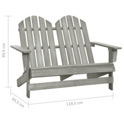 Berkfield 2-Seater Garden Adirondack Chair Solid Fir Wood Grey - thumbnail 6
