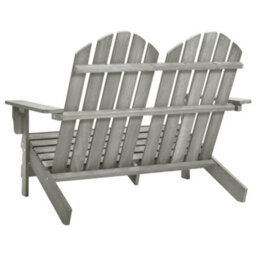 Berkfield 2-Seater Garden Adirondack Chair Solid Fir Wood Grey - thumbnail 4