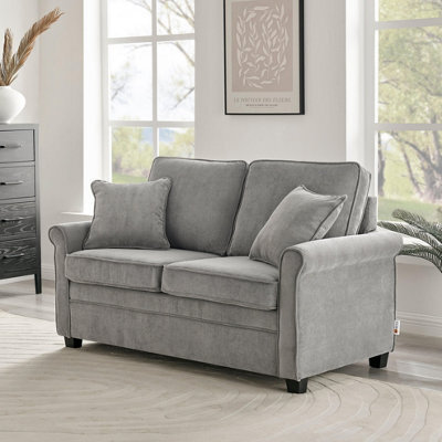 Bravich Ramy Sofa Bed Corduroy 2 Seater Fold Out Mattress - Grey - image 1