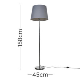 Valuelights Charles Chrome Floor Lamp With Grey Tapered Shade And Bulb - thumbnail 7