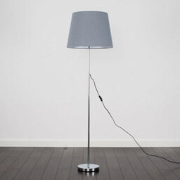 Valuelights Charles Chrome Floor Lamp With Grey Tapered Shade And Bulb - thumbnail 5