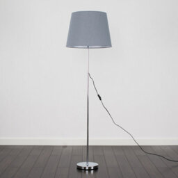 Valuelights Charles Chrome Floor Lamp With Grey Tapered Shade And Bulb - thumbnail 4