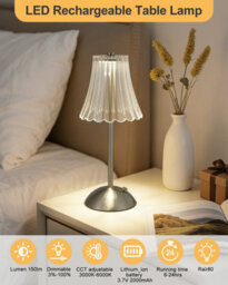 Harper Living Rechargeable Table Lamp Satin Nickel, Led Desk Lamp Battery Operated, 3 Colours & Dimmable, Cordless - thumbnail 3