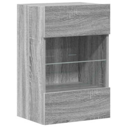 Berkfield Wall Cabinets With Led Lights For Tv 2 Pcs Grey Sonoma 40X30X60.5 Cm - thumbnail 6