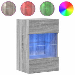 Berkfield Wall Cabinets With Led Lights For Tv 2 Pcs Grey Sonoma 40X30X60.5 Cm - thumbnail 5