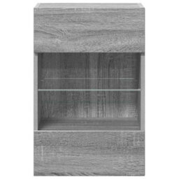 Berkfield Wall Cabinets With Led Lights For Tv 2 Pcs Grey Sonoma 40X30X60.5 Cm - thumbnail 8