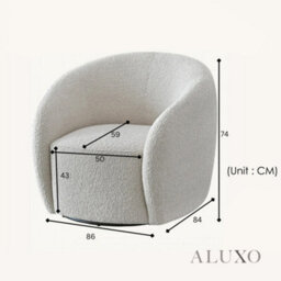 Aluxo Nolita Boucle Accent Swivel Arm Chair Latte Cream Grey Teddy Medium Firm - thumbnail 2