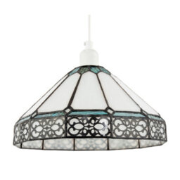 Happy Homewares Chic 1920S Shabby Chic Pendant Light Shade With Metal Scrollwork Decor - thumbnail 3