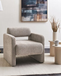 Beliani Armchair Hallsberg Boucle Taupe - thumbnail 2