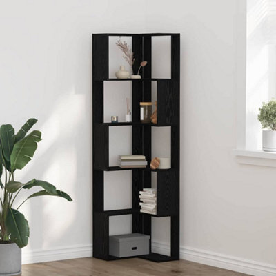 Walplus Corner Bookcase Black Oak 50 X 50 X 179 Cm Engineered Wood - image 1