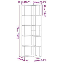 Walplus Corner Bookcase Black Oak 50 X 50 X 179 Cm Engineered Wood - thumbnail 9