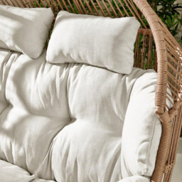Furniturebox Beige Rattan Double Egg Chair 2 Seater Garden Egg Chair, Outdoor Double Egg Chair, 2 Seat Garden Chair + Free Cover - thumbnail 4