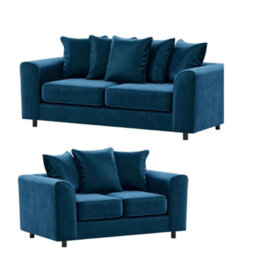 Sofaselectionuk Ltd Plush Velvet 3+2 Seater Sofa Set  In Blue - thumbnail 1