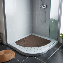 Nicoman Reversible Dual-Colour Grey/brown Pvc Anti Slip Corner Shower Mat Bath Mat - Quadrant 53X53Cm - thumbnail 7