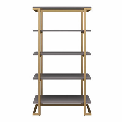 Dorel Home Camila 5 Shelf Bookcase Graphite Grey / Golden - image 1