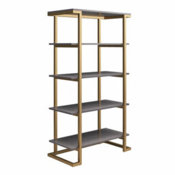 Dorel Home Camila 5 Shelf Bookcase Graphite Grey / Golden - thumbnail 2