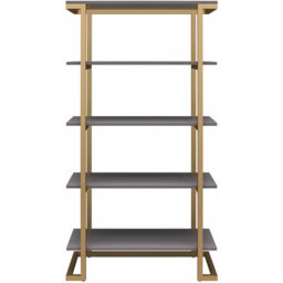 Dorel Home Camila 5 Shelf Bookcase Graphite Grey / Golden - thumbnail 8