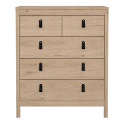 Wyld Haus Wildberry Natural Oak 5-Drawer Chest With Leather Strap Handles - thumbnail 4